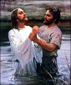 Detail of Harry Anderson (American illustrator, 1906-1996), 'John Baptizing Jesus.' Â© Image copyrighted.
