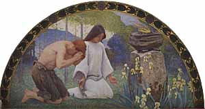 Charles Sprague Pearce, 'Prayer' (1886), mural in the north corridor, Great Hall, Thomas Jefferson Building at the Library of Congress, Washington DC.